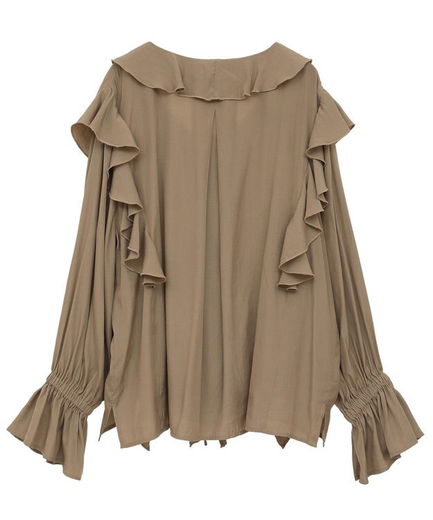 YECCA VECCA ラッフルリボンロングブラウス Camel
