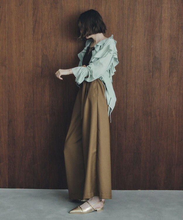 YECCA VECCA ラッフルリボンロングブラウス Light Green