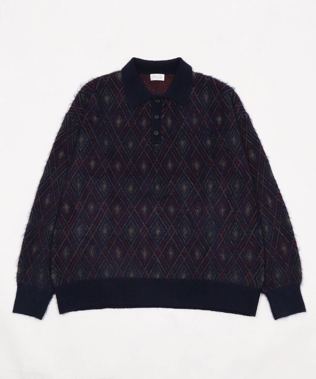 WEGO 【ユニセックス着用ITEM】アーガイルニットポロ ネイビー