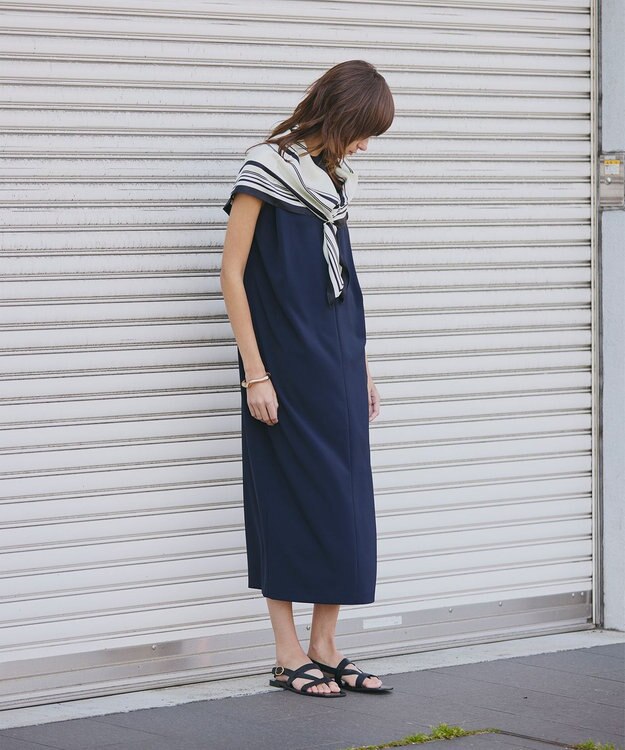 uncrave クールタッチツイル ノースリーブワンピース ダークネイビー