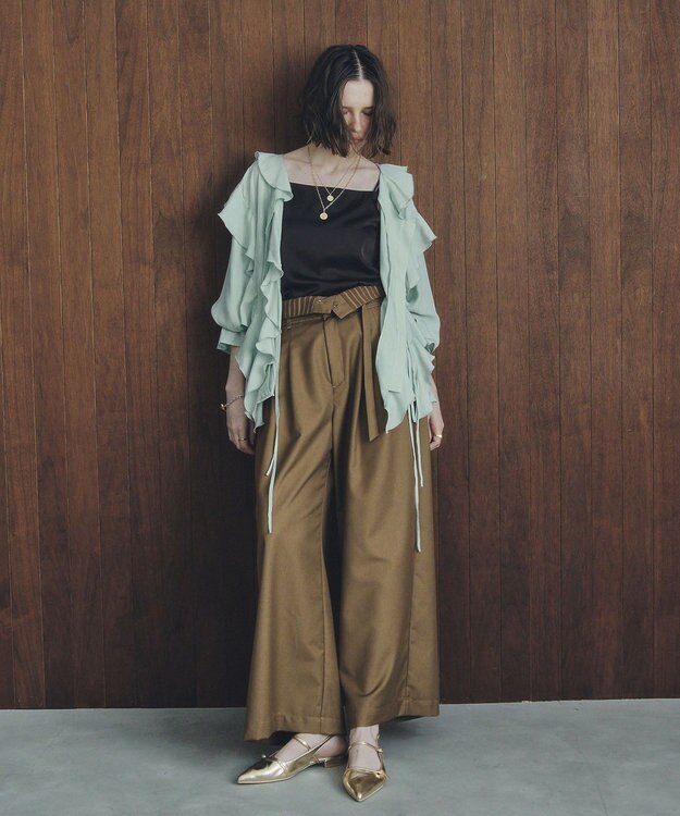 YECCA VECCA ラッフルリボンロングブラウス Light Green