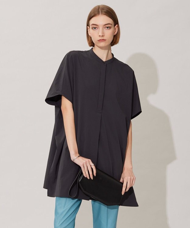 ICB 【洗える】ヴィンテージスパンブロード プルオーバーブラウス グレー系