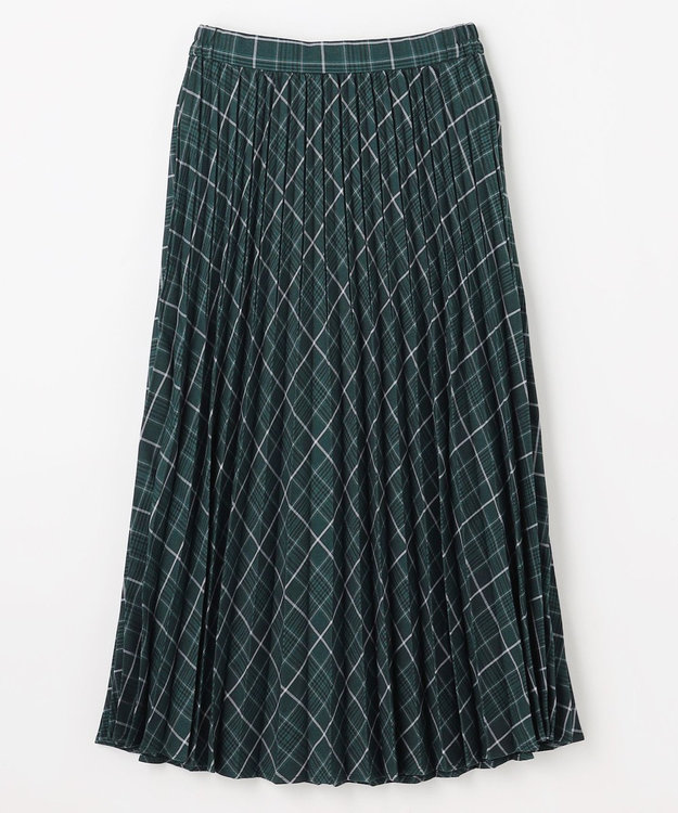 ANY 【新色追加/ウエストゴム】ウーリッシュプリーツスカート グリーン系チェック
