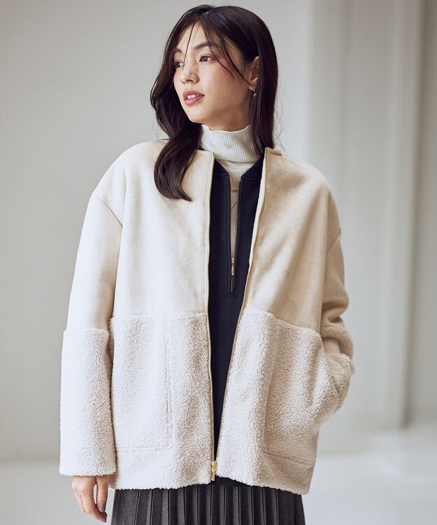 ANY L スエードボアコンビブルゾン エクリュ