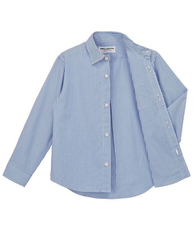 MIKI HOUSE HOT BISCUITS 【110-130cm】ブロード素材の長袖シャツ 紺