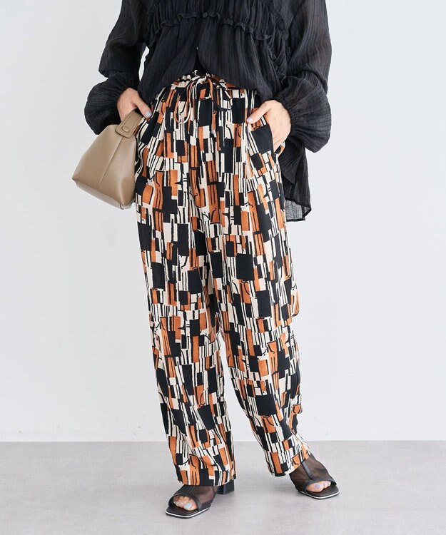 Green Parks 柄イージーパンツⅤ（テーパード） Brown