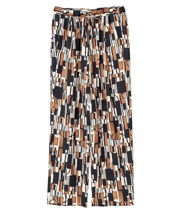 Green Parks 柄イージーパンツⅤ（テーパード） Brown