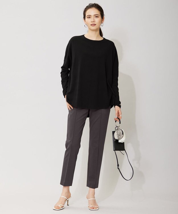 ICB L 【セットアップ対応・洗える】コットンコンプレッシャー テーパードパンツ ミディアムグレー系