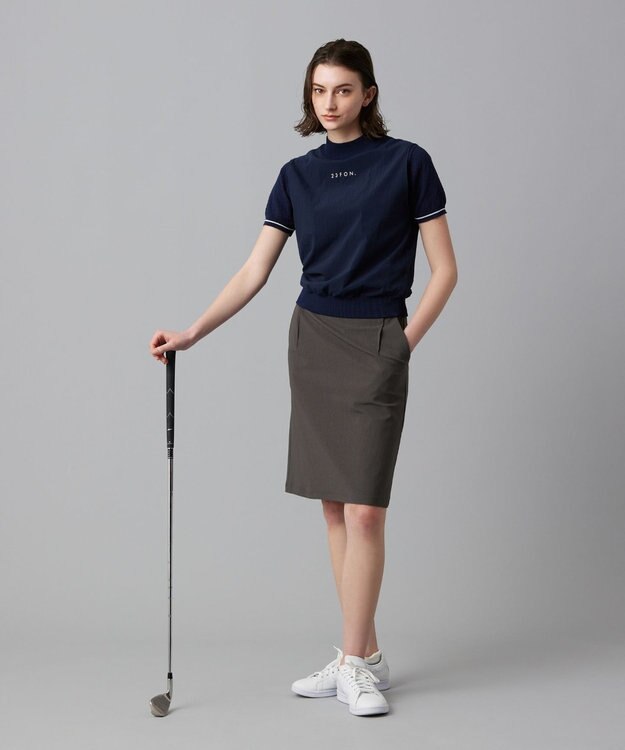 23区GOLF 【23Fondation/WOMEN】レイヤード風 コンビモックネック ネイビー系