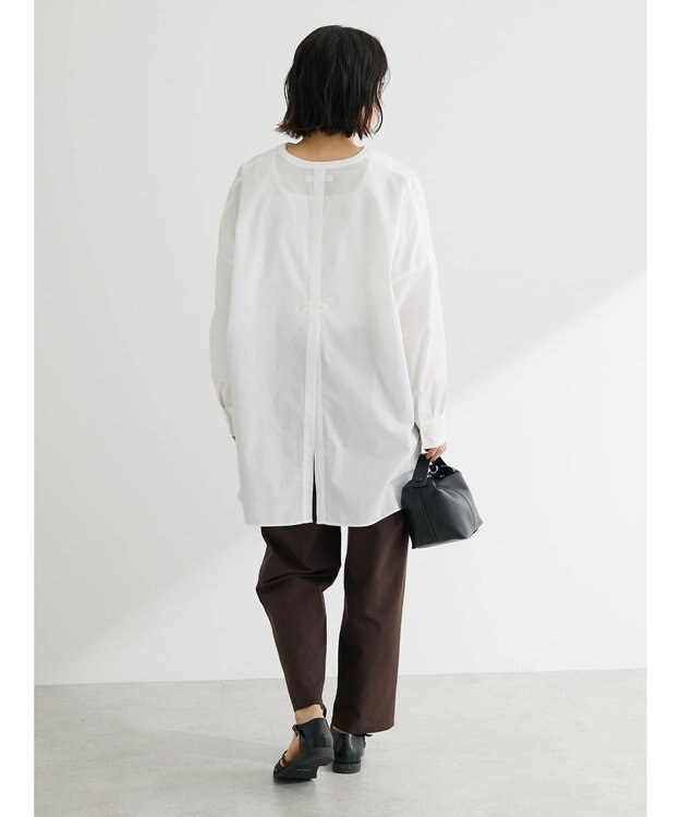 Green Parks 綿麻混タックテーパードパンツ Brown