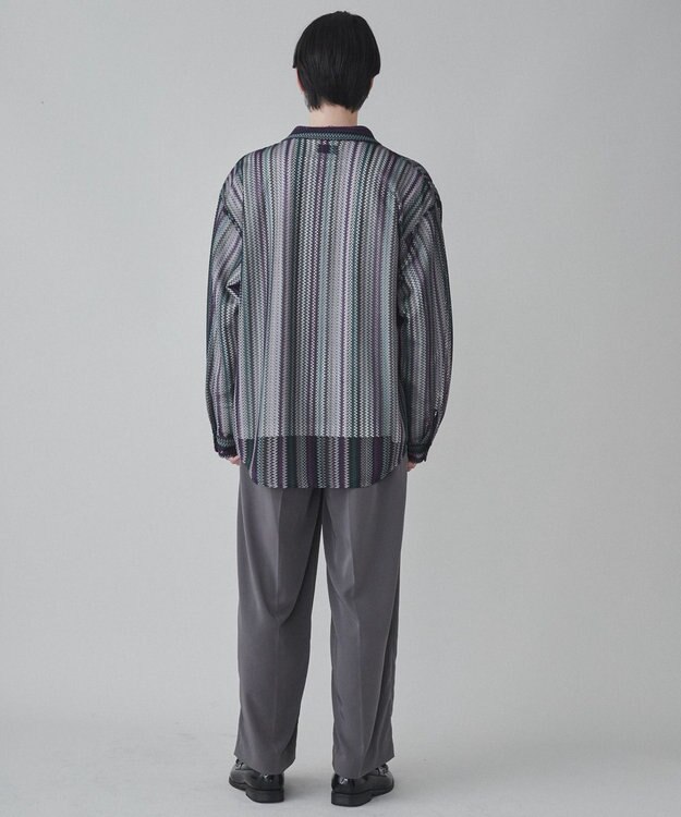 WEGO 【ユニセックス着用ITEM】ストライプメッシュBIGシャツ 柄3