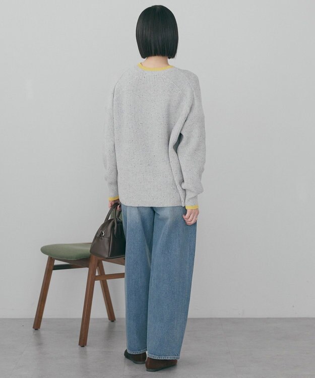 AMERICAN HOLIC 【WEB限定】配色ラインニットプルオーバー Oatmeal