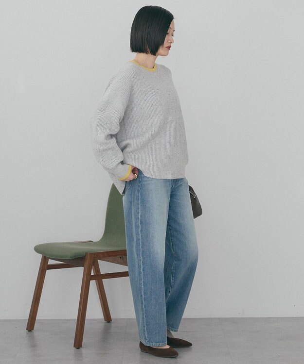 AMERICAN HOLIC 【WEB限定】配色ラインニットプルオーバー Oatmeal