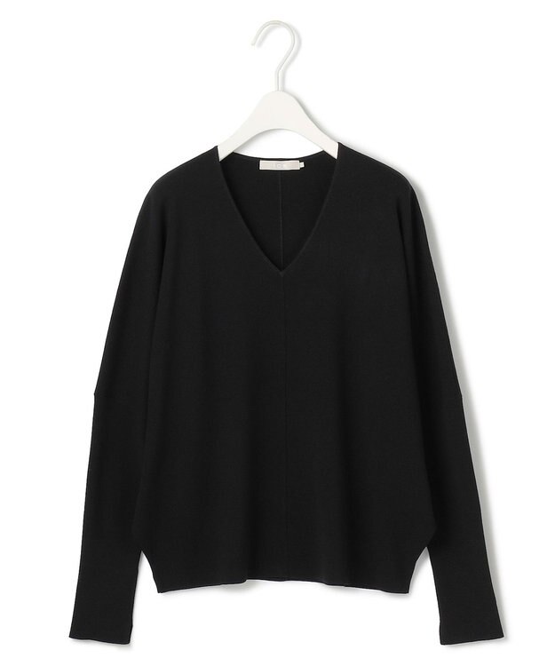 ICB 【洗える】 クロスコンビ Vネックプルオーバー ブラック系