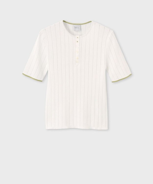 Paul Smith 【洗える】リブアイレット 半袖ニット オフホワイト