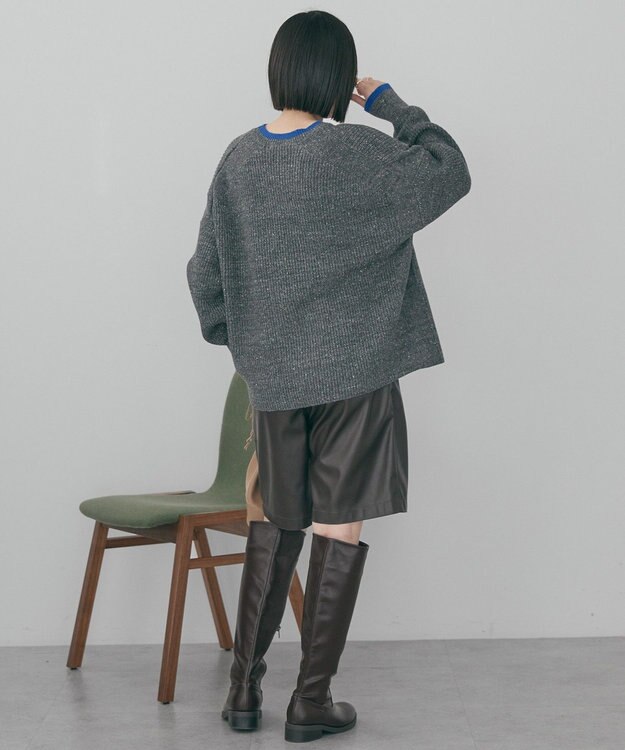 AMERICAN HOLIC 【WEB限定】配色ラインニットプルオーバー Light Gray Mixture