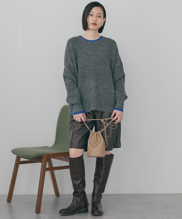 AMERICAN HOLIC 【WEB限定】配色ラインニットプルオーバー Light Gray Mixture