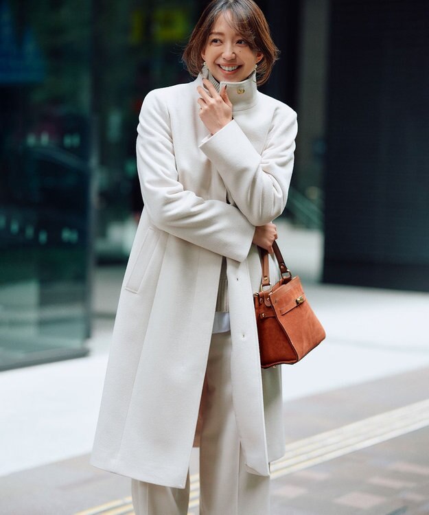 23区 S 【好評につき新色追加/CLASSY.1月号掲載】ウールカシミヤブレンド スタンドネック ニット ベージュ系