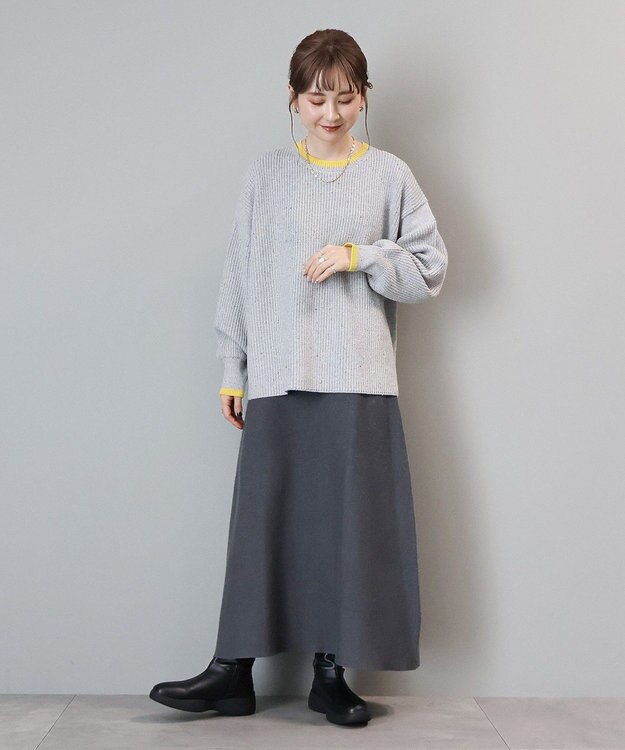 AMERICAN HOLIC 【WEB限定】配色ラインニットプルオーバー Oatmeal