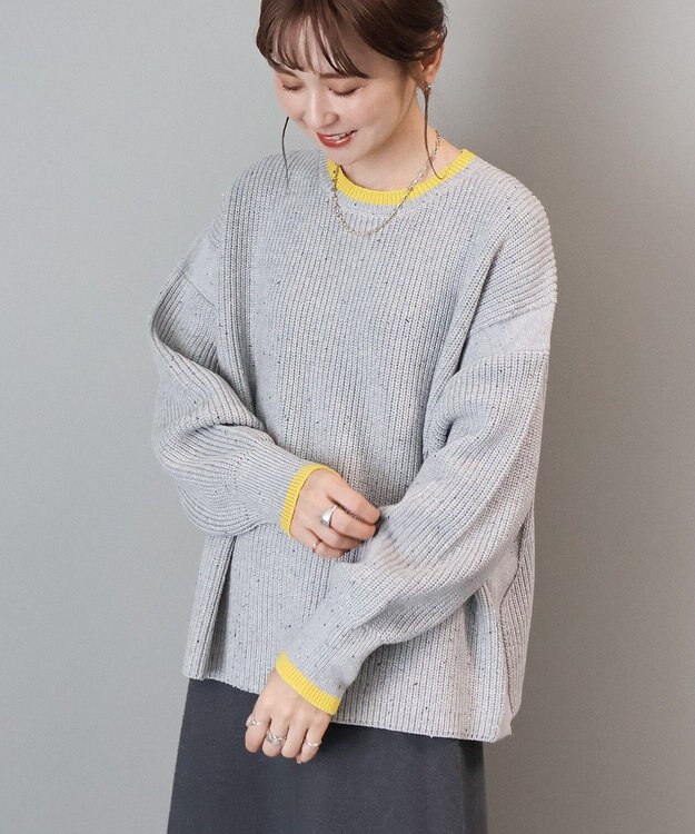 AMERICAN HOLIC 【WEB限定】配色ラインニットプルオーバー Oatmeal