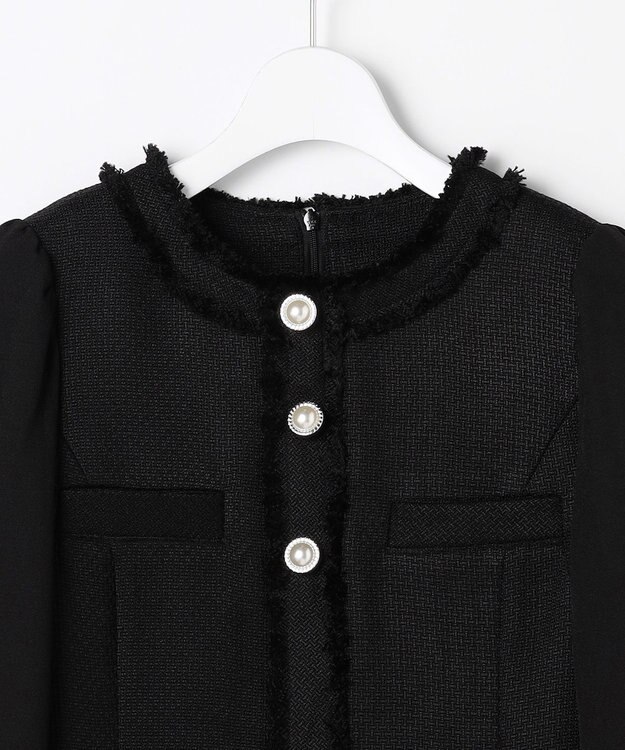 Feroux ツイードミディ ワンピース ブラック系