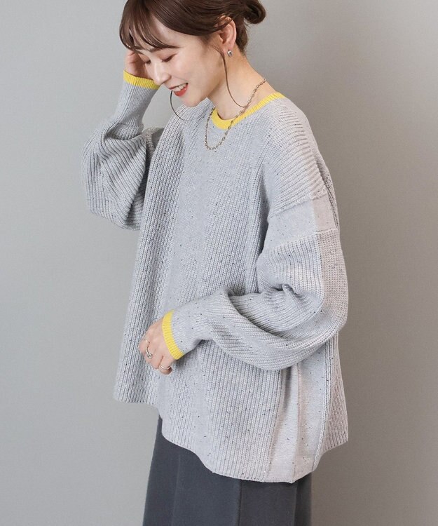 AMERICAN HOLIC 【WEB限定】配色ラインニットプルオーバー Oatmeal