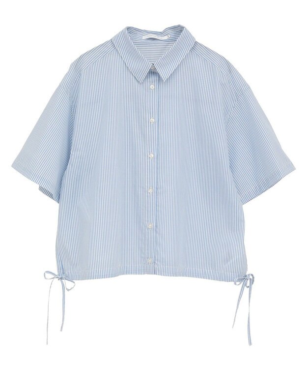 AMERICAN HOLIC T/Rキュプラ ドロストヘムシャツ Stripe Sax