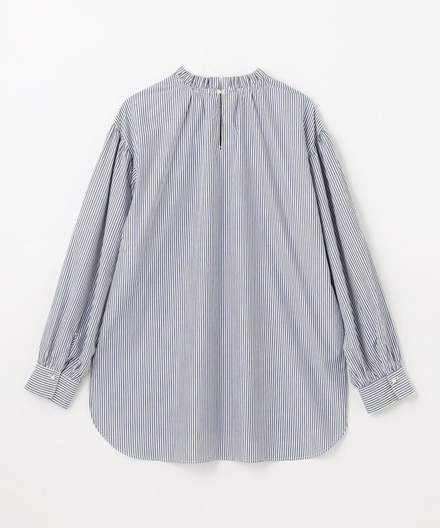 ANY 【UVカット/抗菌防臭/速乾】エニィファンクション　フリルモックブラウス ブルーストライプ