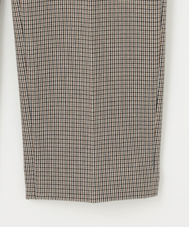 自由区 【撥水加工・洗える】TRギャバチェック柄テーパード パンツ ベージュ系チェック