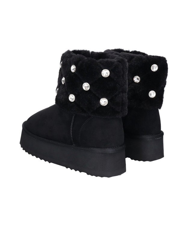 Bridget Birkin 【Bridget Birkin】キルティングビジュームートンブーツ ブラックスウェード