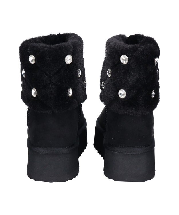 Bridget Birkin 【Bridget Birkin】キルティングビジュームートンブーツ ブラックスウェード