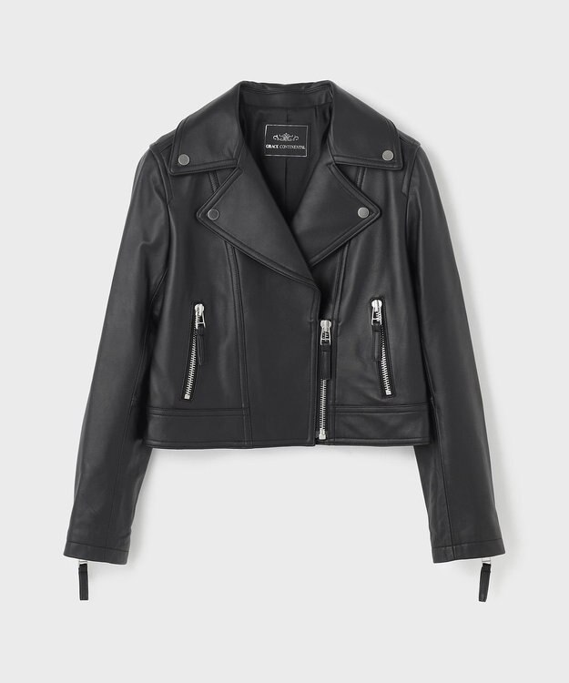 GRACE CONTINENTAL ラムレザーライダースジャケット ブラック