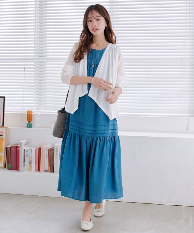 Tiaclasse L 【洗える】ドレープカーディガン オフホワイト