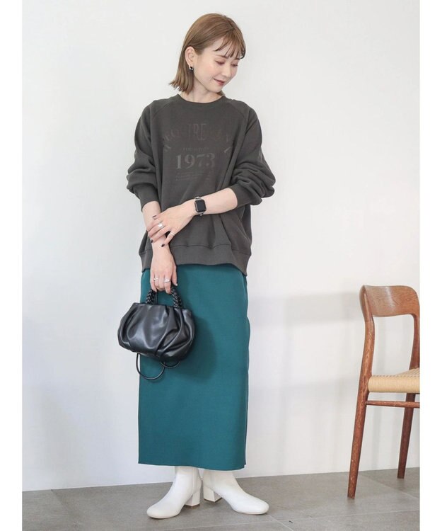 AMERICAN HOLIC エコカルット総針タイトスカート Green