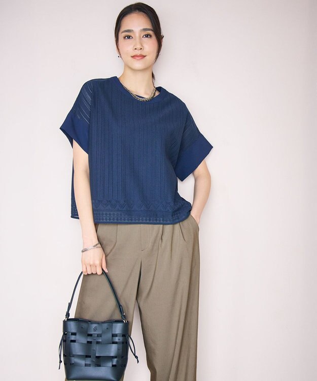 自由区 L 【SHIHOさん着用・セットアップ対応】リネンストレッチワイド パンツ カーキ