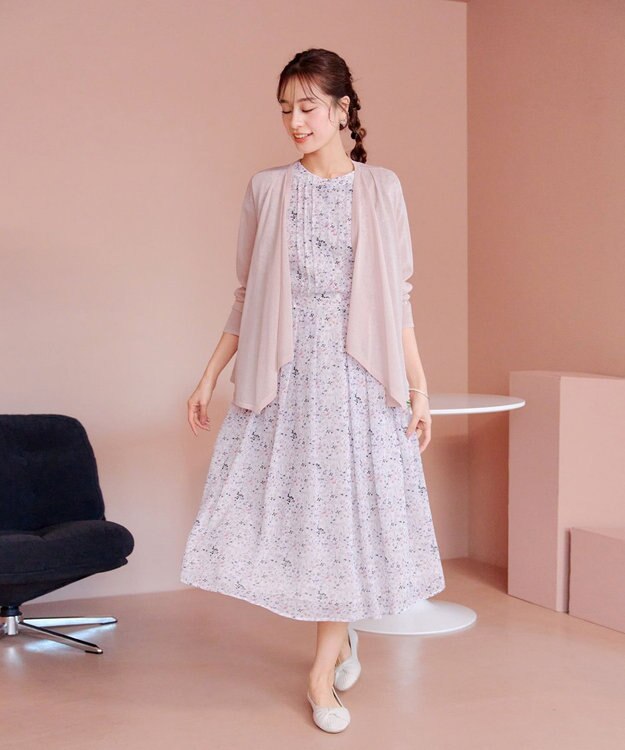 Tiaclasse L 【洗える】ドレープカーディガン ピンク