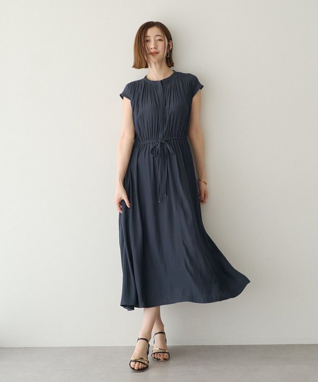 YECCA VECCA ギャザードロストワンピース Navy