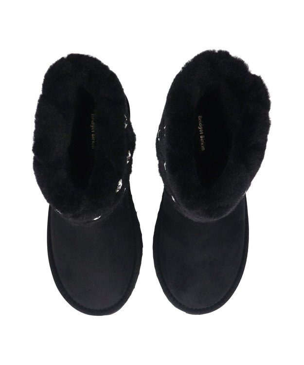 Bridget Birkin 【Bridget Birkin】キルティングビジュームートンブーツ ブラックスウェード