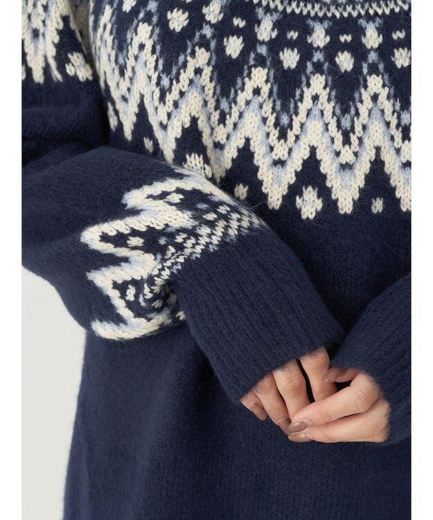 earth music&ecology オーロララメノルディックチュニック Navy