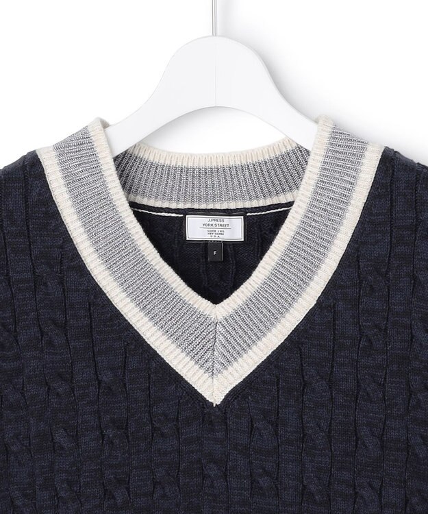 J.PRESS YORK STREET 【WOMEN】ケーブルチルデン ニットベスト ネイビー系
