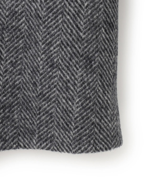 ICB WoolRever ノーカラーショートコート ヘリンボーン系
