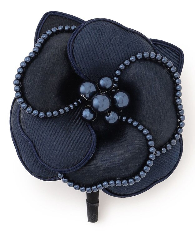 23区 パールトリミング コサージュ ネイビー系