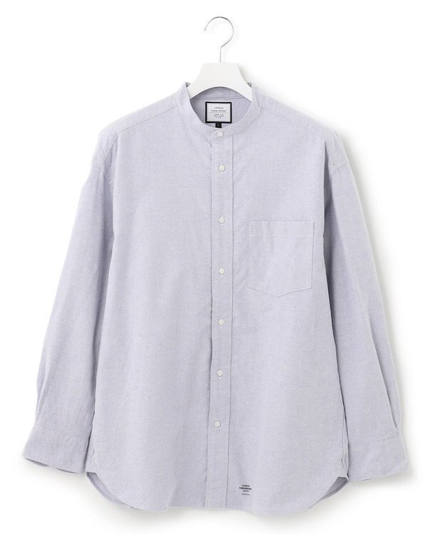 J.PRESS YORK STREET 【UNISEX】起毛オックスフォードシャツ/バンドカラー サックスブルー系