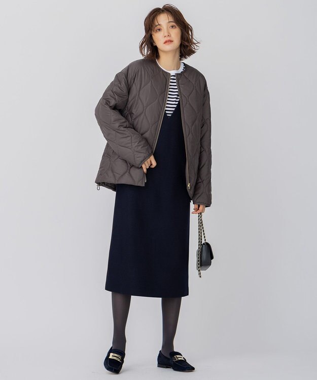 23区 L 【洗える】中綿キルティング ショート ブルゾン スレートグレー