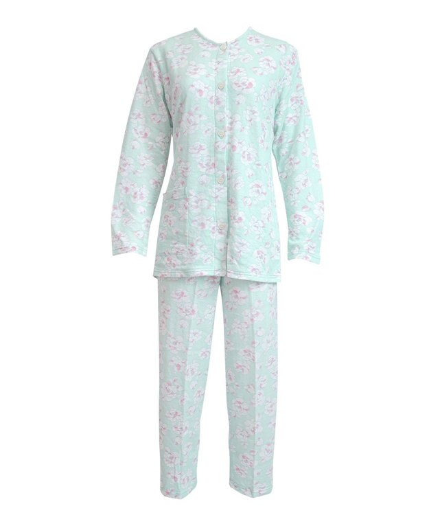 Wing 【数量限定　特別価格】 パジャマ 長袖 長ズボン 綿混(本体) キルトニット素材 保温性 あたたかい 前開きタイプ 丸首 レディース EP6910 ウイング／ワコール メロン