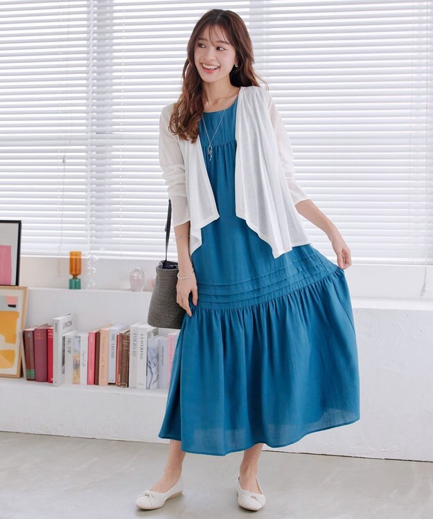 Tiaclasse L 【洗える】ドレープカーディガン オフホワイト