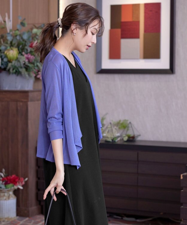 Tiaclasse L 【洗える】ドレープカーディガン パープル