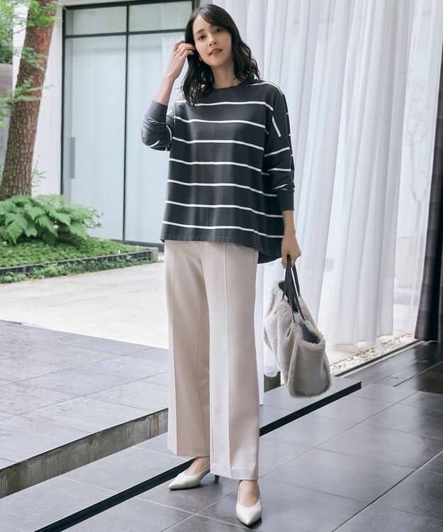 自由区 L 【WEB限定カラーあり・撥水加工・洗える】TRギャバストレート パンツ ベージュ