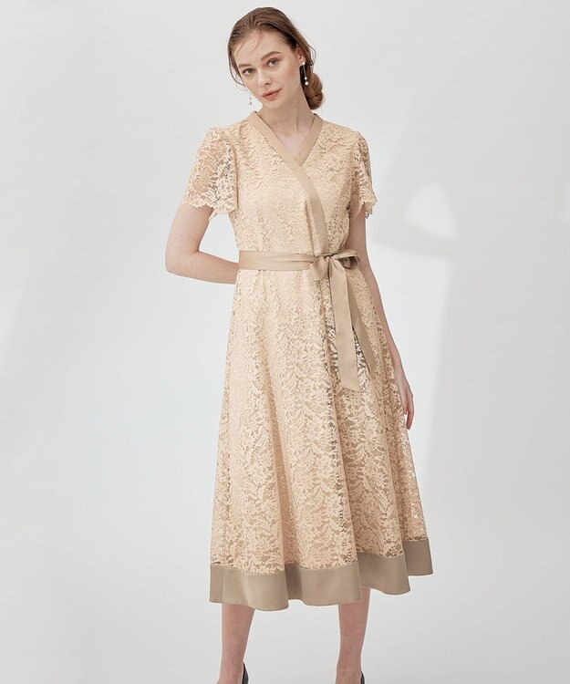 23区 L 【APPLAUDIR】ボタニカルグロッシードレス ベージュ系