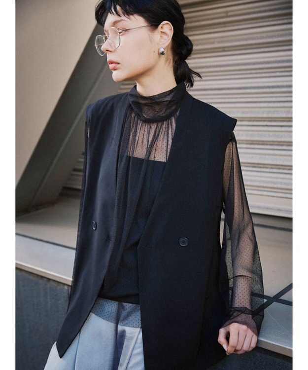 Green Parks AnriettMusee ドットチュール２ＷＡＹボウタイブラウス Black